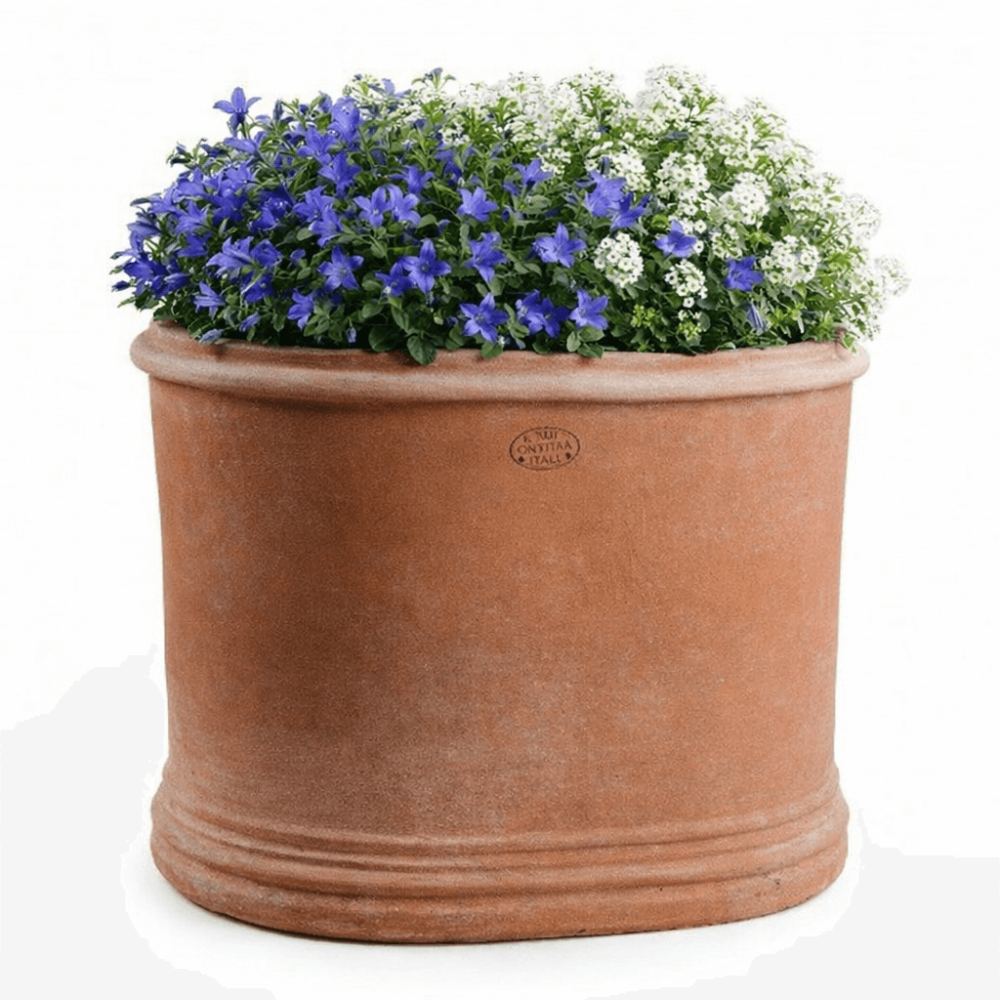 Pot de fleurs ovale en terracotta d’Impruneta au style classique méditerranéen